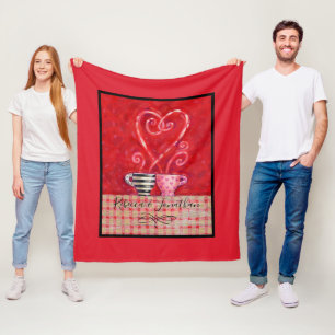 Couverture Polaire Saint Valentin Coupes de café Coeur Rouge