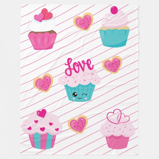 Couverture Polaire Saint Valentin Cupcakes and Sweets Cadeau (Devant)