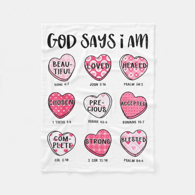 Couverture Polaire Saint Valentin Dieu dit Versets bibliques Cœurs F (Devant)