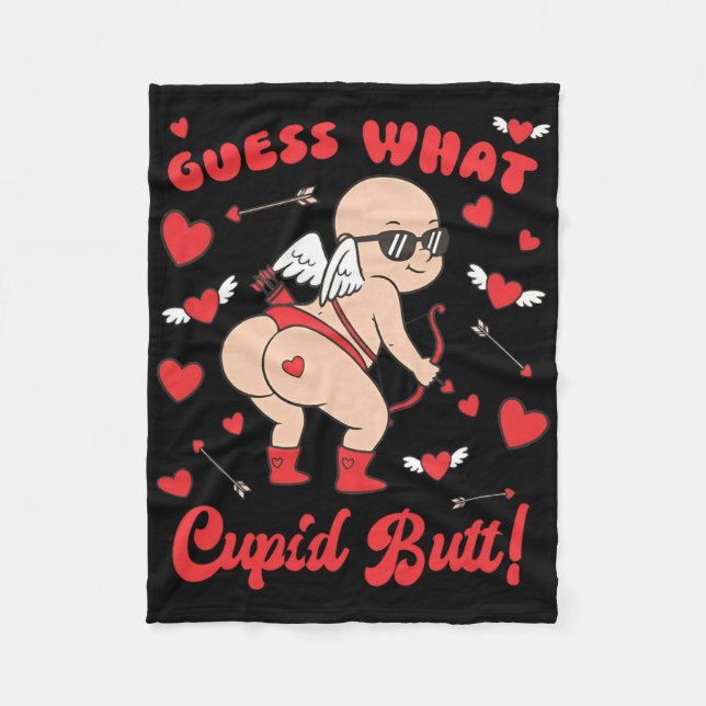 Couverture Polaire Saint Valentin drôle, devine quoi Cupid Butt  (Devant)