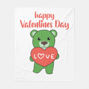 Couverture Polaire Saint Valentin Ours mignons Animaux avec Coeurs