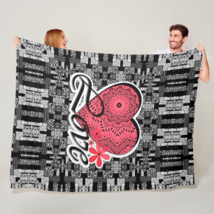 Couverture Polaire Saint Valentin sans couture Love gris blanc pâté r