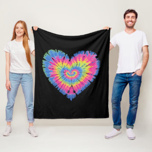 Couverture Polaire Saint-Valentin Tie Dye Cœurs Colorés Jour