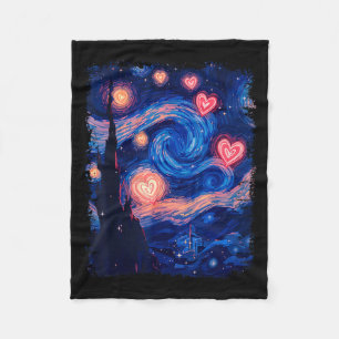 Couverture Polaire Saint-Valentin Van Gogh Nuit Étoilée Cœur Assorti 
