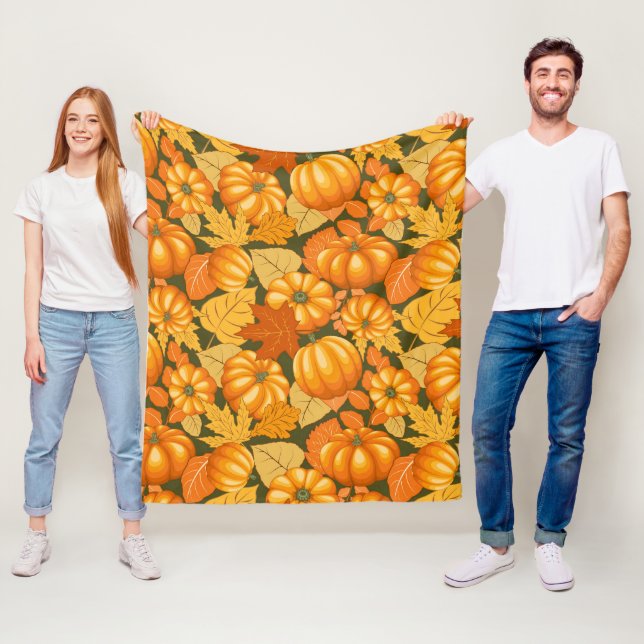 Couverture Polaire Saison d'automne Halloween Citrouille Motif (En situation)