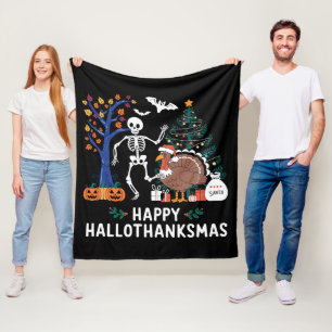 Couverture Polaire Saison de fêtes de Hallothanksmas joyeux Cadeau d'
