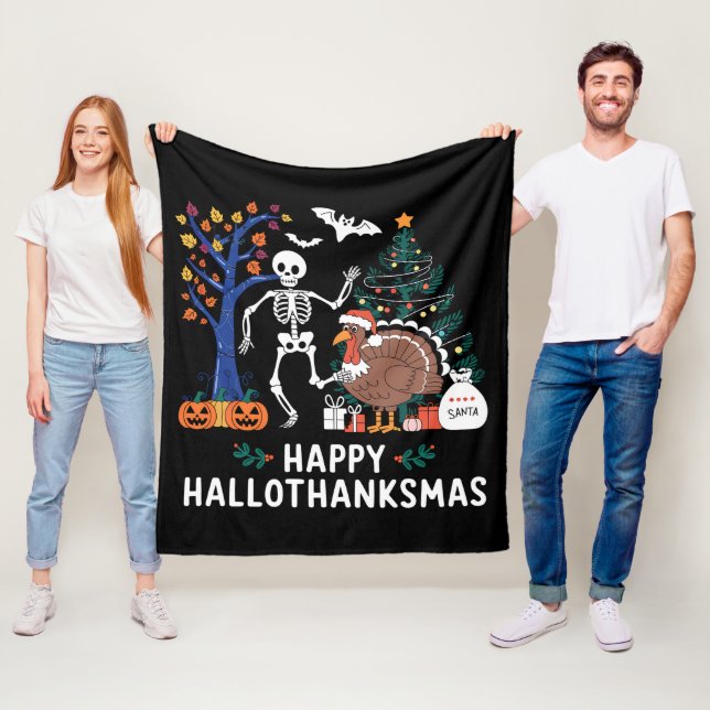 Couverture Polaire Saison de fêtes de Hallothanksmas joyeux Cadeau d' (En situation)