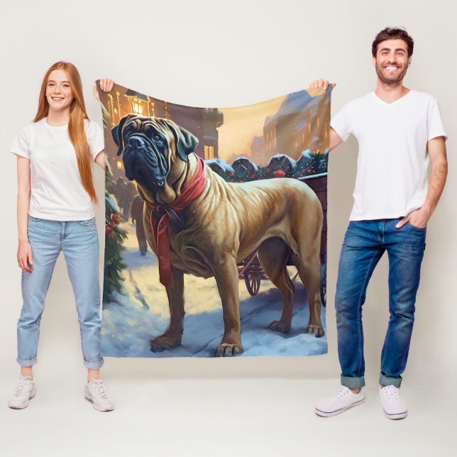 Couverture Polaire Saison de Noël de Bullmastiff (En situation)