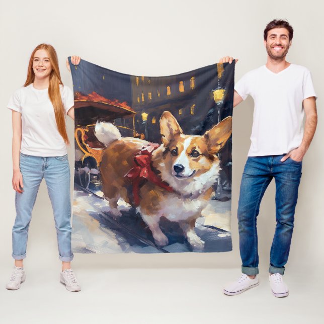 Couverture Polaire Saison de Noël de Corgi (En situation)