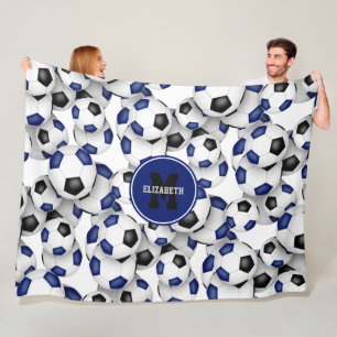 Couverture Polaire salle de sport enfants bleu noir football couleurs