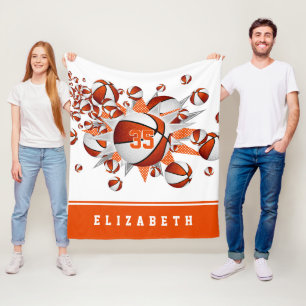 Couverture Polaire salle de sport orange déco filles basket étoiles