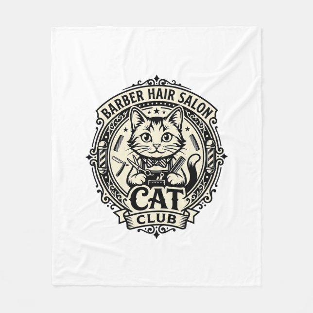 Couverture Polaire Salon de coiffure pour hommes Chat drôle Graphique (Devant)
