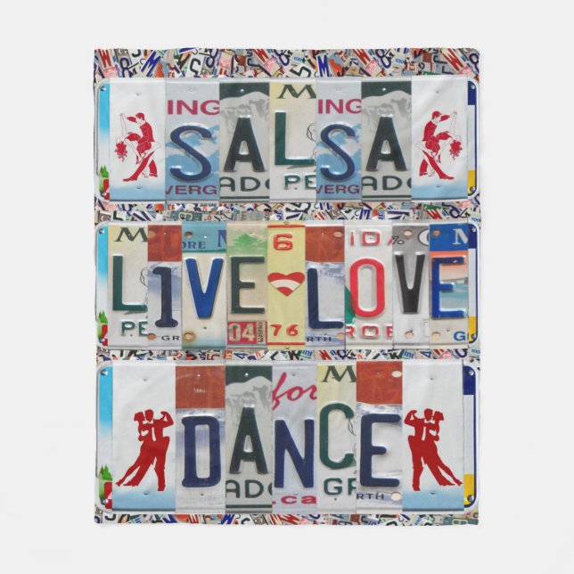 Couverture Polaire salsa LIVE LOVE DANCE LICENCES PLAQUES Ballet Danc (Devant)