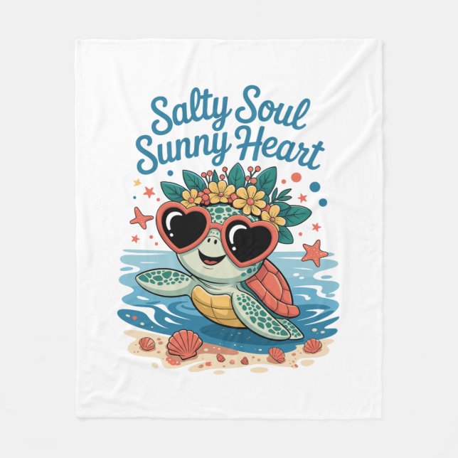 Couverture Polaire Salty Soul Sunny Heart Turtle Été (Devant)