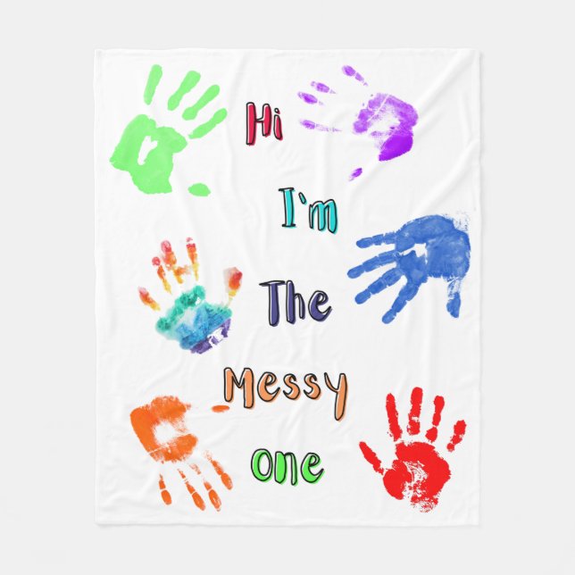 Couverture Polaire Salut, je suis The Messy One - Paint Handprints (Devant)