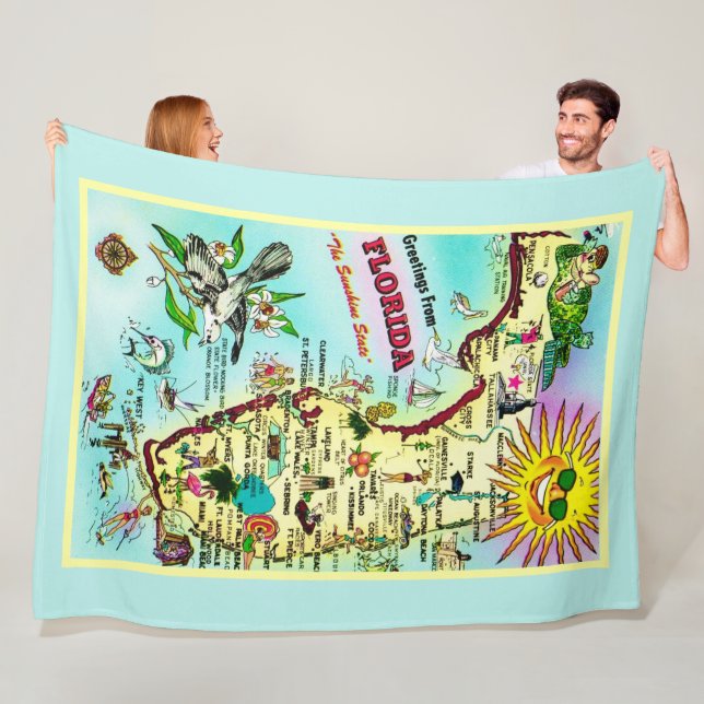 Couverture Polaire Salutations colorées de Floride  (En situation)