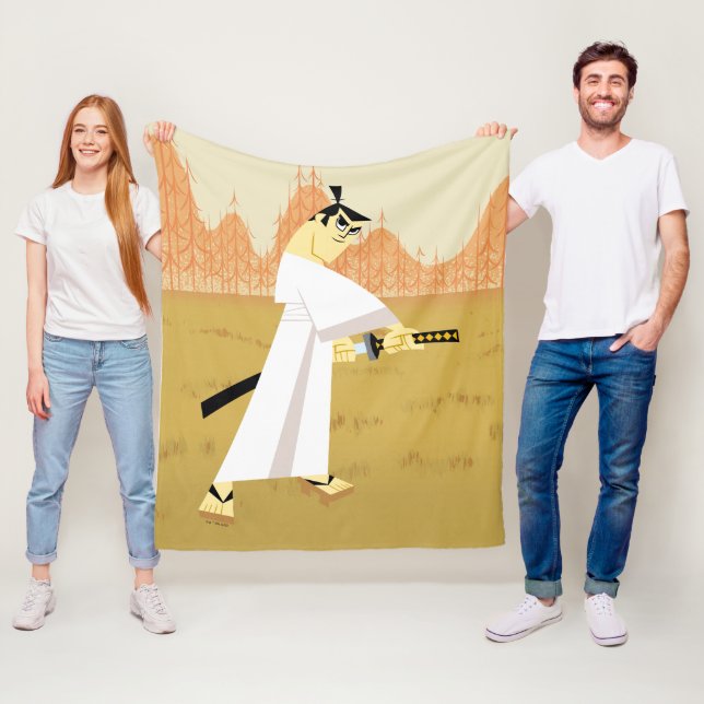 Couverture Polaire Samouraï Jack Drawing Sword (En situation)