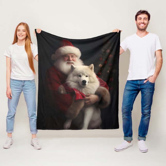 Couverture Polaire Samoyé Avec Noël Festif Du Père Noël (En situation)