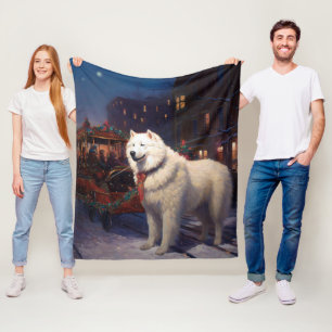 Couverture Polaire Samoyed Christmas Festive Saison