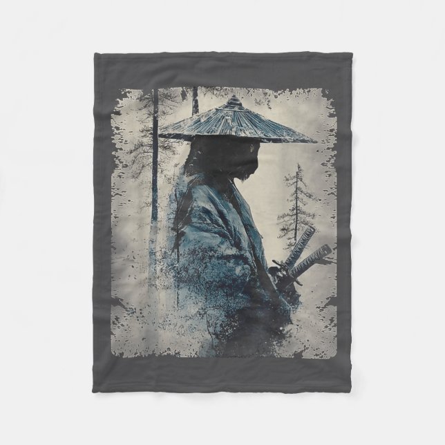 Couverture Polaire Samurai Cat Japanese Art Anime Men Women Kids Grap (Devant)