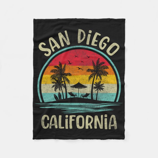 Couverture Polaire San Diego Beach California Palm Tree Family Summer (Devant)