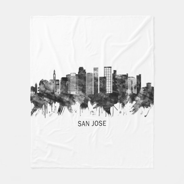Couverture Polaire San Jose California Skyline BW (Devant)