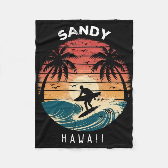 Couverture Polaire Sandy Beach Hawaii Surfboard Waves Beach  (Devant)