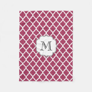 Couverture Polaire Sangria Carrelage rouge marocain avec Monogramme p