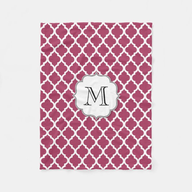 Couverture Polaire Sangria Carrelage rouge marocain avec Monogramme p (Devant)