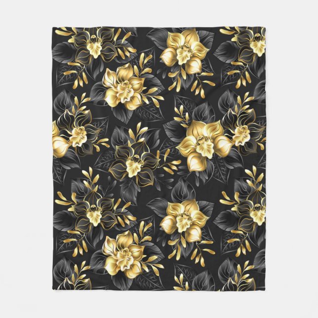 Couverture Polaire Sans couture avec orchidées de bijoux (Devant)