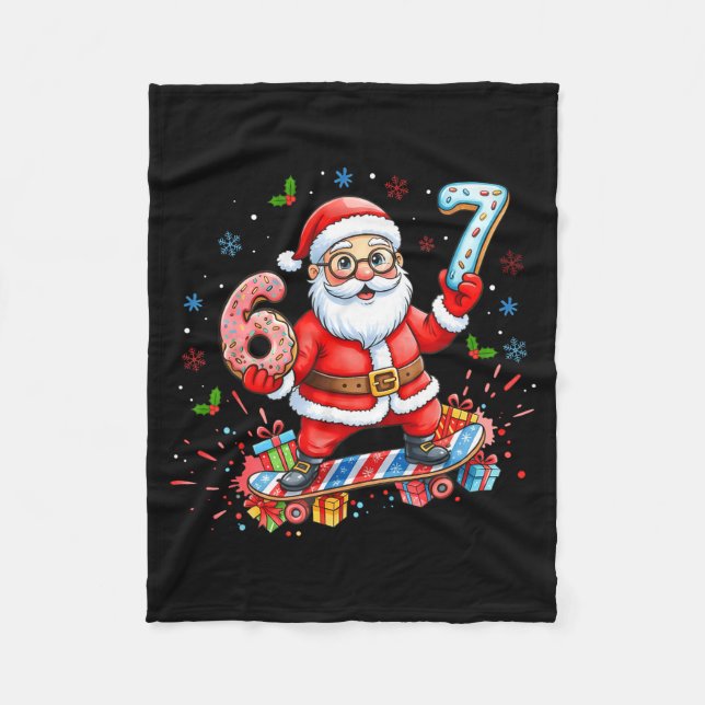 Couverture Polaire Santa 67 Meme Donut Skateboard Merry Christmas Boy (Devant)