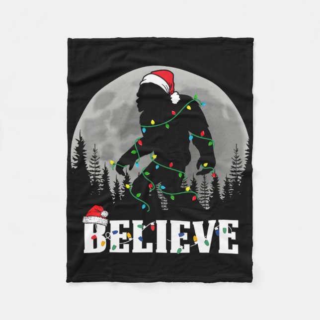 Couverture Polaire Santa Bigfoot Christmas Lights Funny Sasquatch Bel (Devant)