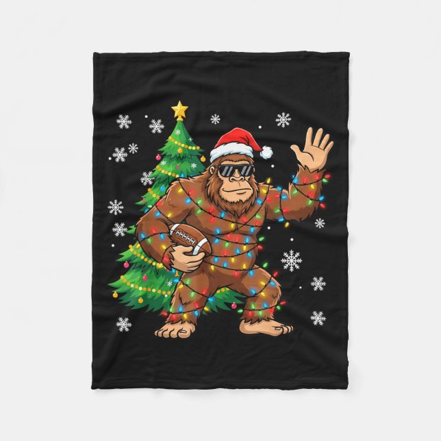Couverture Polaire Santa Bigfoot Christmas Tree Funny Football Sasqua (Devant)