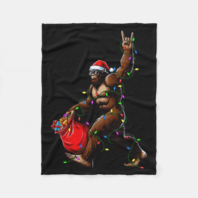 Couverture Polaire Santa Bigfoot Christmas Tree Lights Rock Funny Sas (Devant)