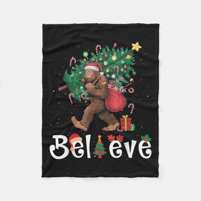 Couverture Polaire Santa Bigfoot Christmas Tree Lights Sasquatch Beli (Devant)