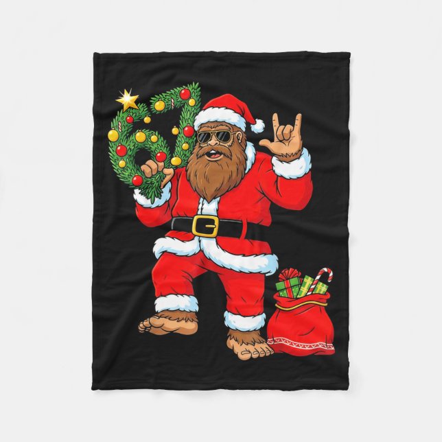 Couverture Polaire Santa Bigfoot Christmas Tree Sasquatch 67 Six Seve (Devant)