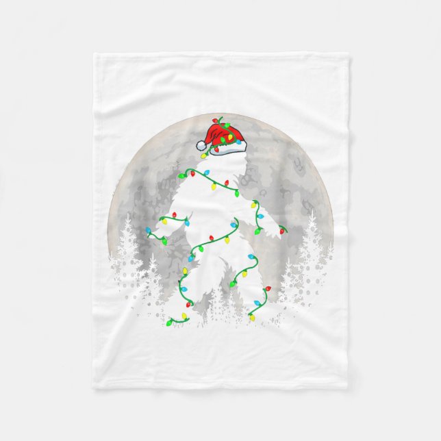 Couverture Polaire Santa Bigfoot Christmas Tree Xmas Lights Funny Sas (Devant)