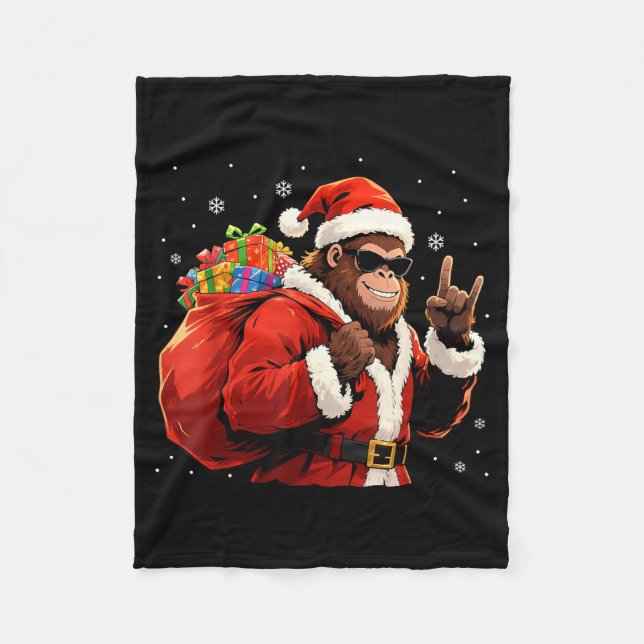 Couverture Polaire Santa Bigfoot Rock Christmas Funny Holiday Tee  (Devant)