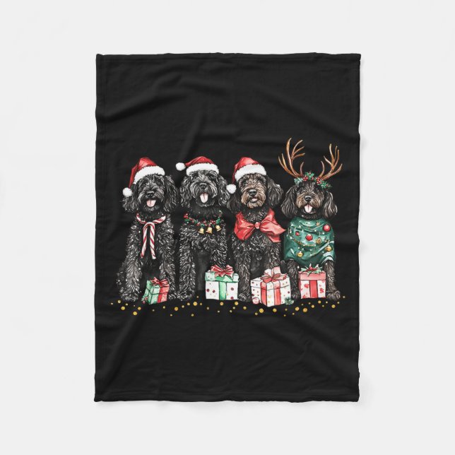 Couverture Polaire Santa Black Goldendoodle Christmas Winter Goldendo (Devant)