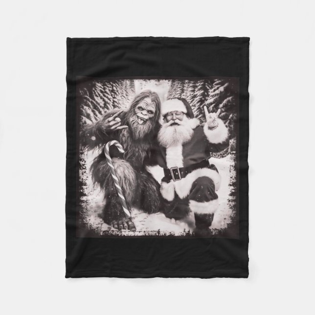 Couverture Polaire Santa Claus And Sasquatch Bigfoot Funny Joyful Sno (Devant)