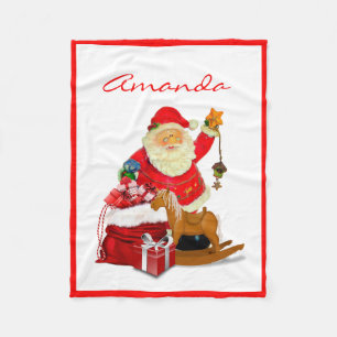 Couverture Polaire Santa Claus Cozy Christmas Fleece Blanche