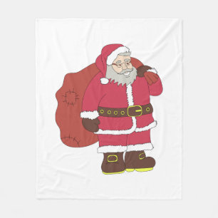 Couverture Polaire Santa Claus en rouge avec sac cadeau et lunettes