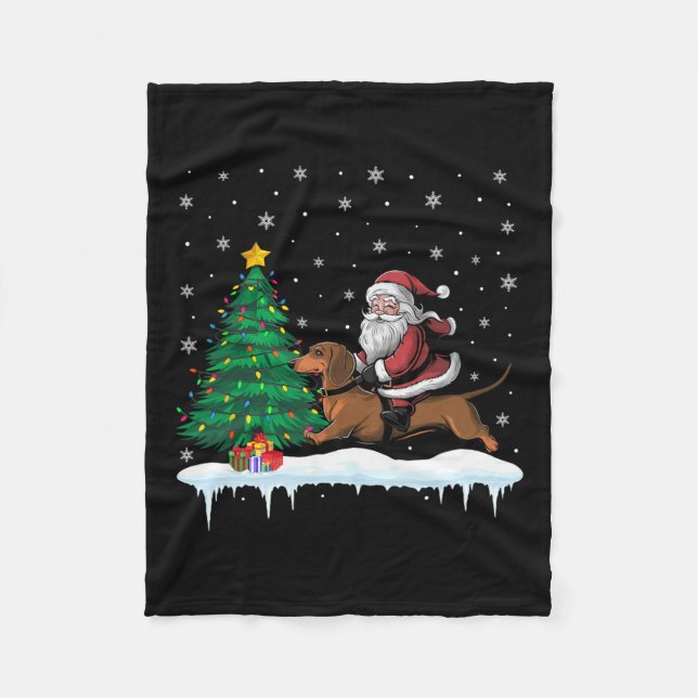 Couverture Polaire Santa Claus équitation Dachshund Chien Garçons Fil (Devant)