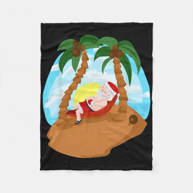 Couverture Polaire Santa Claus Joyeux Noël Plages Palm Tree Trip (Devant)
