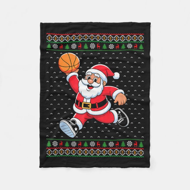 Couverture Polaire Santa Claus Playing Basketball Ugly Christmas Men  (Devant)