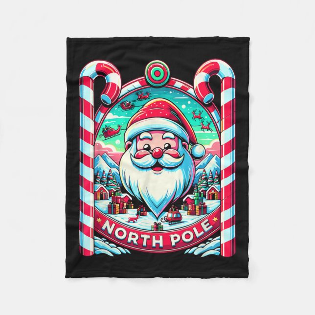Couverture Polaire Santa Claus Pôle Nord Joyeux Noël Festif Xma (Devant)