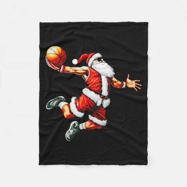 Couverture Polaire Santa Claus Slam Dunk Basketball Hoop Christmas Pa (Devant)