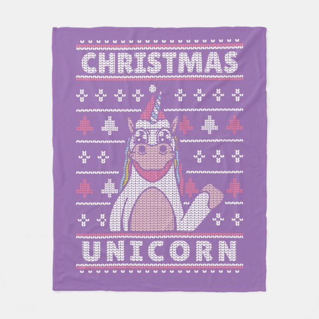 Couverture Polaire santa claus unicorne noël (Devant)