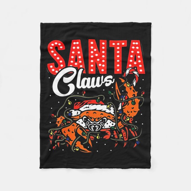 Couverture Polaire Santa Claws Christmas Funny Crab Lights Holiday Ca (Devant)