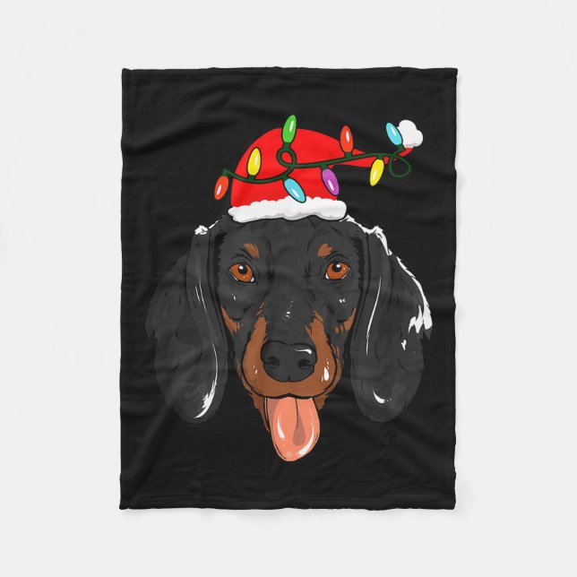 Couverture Polaire Santa Dachshund Light Christmas  (Devant)